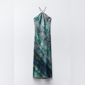 NWT Zara tie-dyed halter slip dress